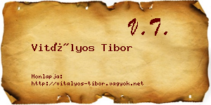 Vitályos Tibor névjegykártya